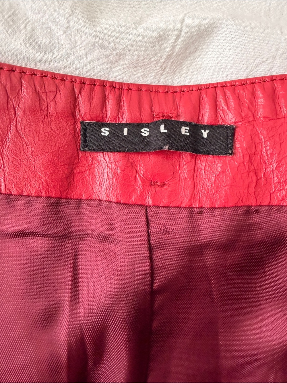 Cherry Red Leather Wrap Midi Skirt by Sisley Italy Small Medium - Picture 4 of 5